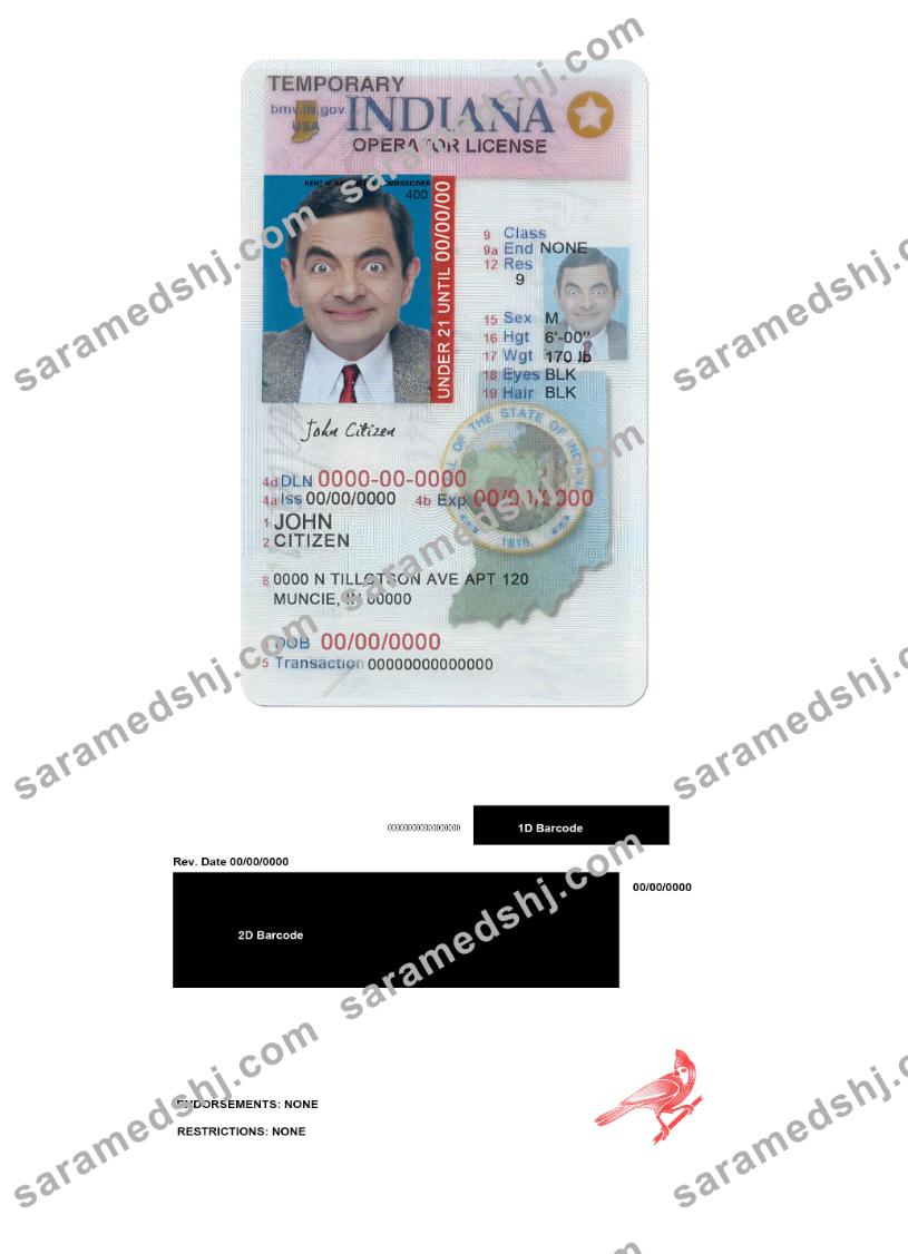 USA Indiana driving (operator) license under 21